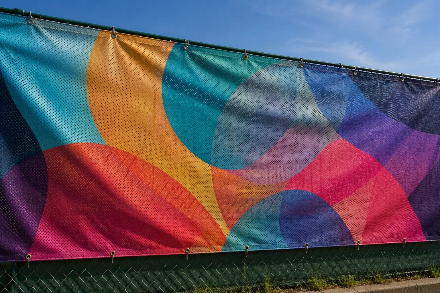 Banner de malla mesh instalado en exterior